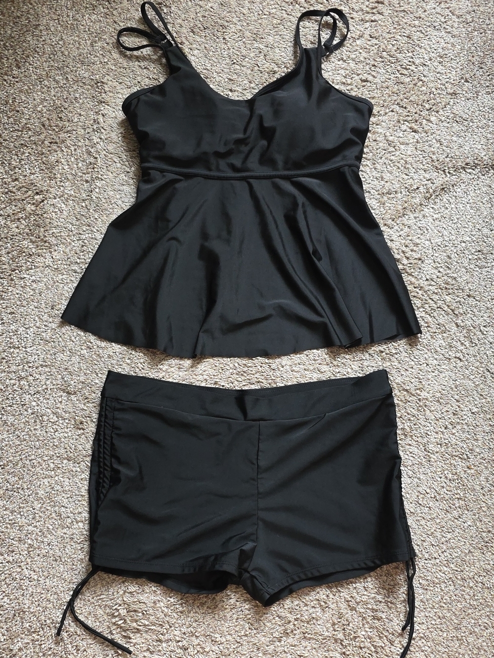 Black Two-Piece Tankini Swim Set